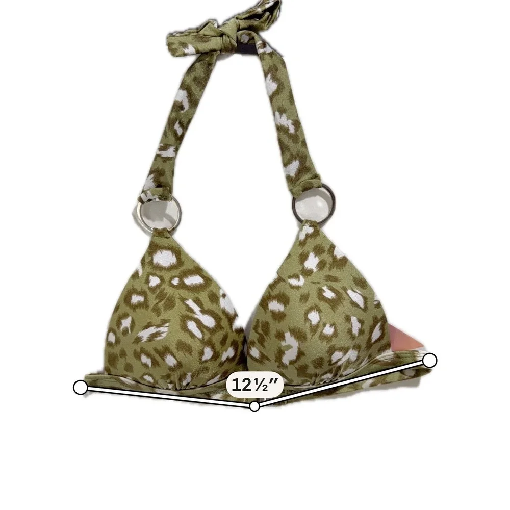 Molybell Olive Leopard Print Bikini Set Triangle Top Tie Side Bottoms S
